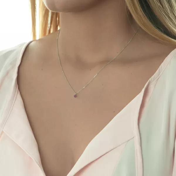 Leaf Jewelry Halskette Cabochon, Rubin, 14 K Weißgold