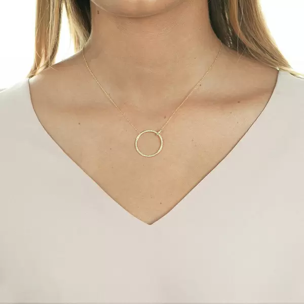 Leaf Jewelry Halskette Circle Groß Mit Diamanten, 18 K Gelbgold