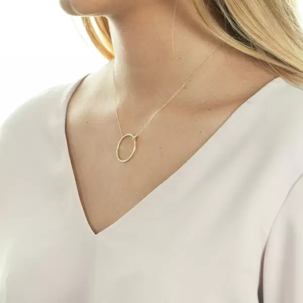 Leaf Jewelry Halskette Circle Groß Mit Diamanten, 18 K Gelbgold