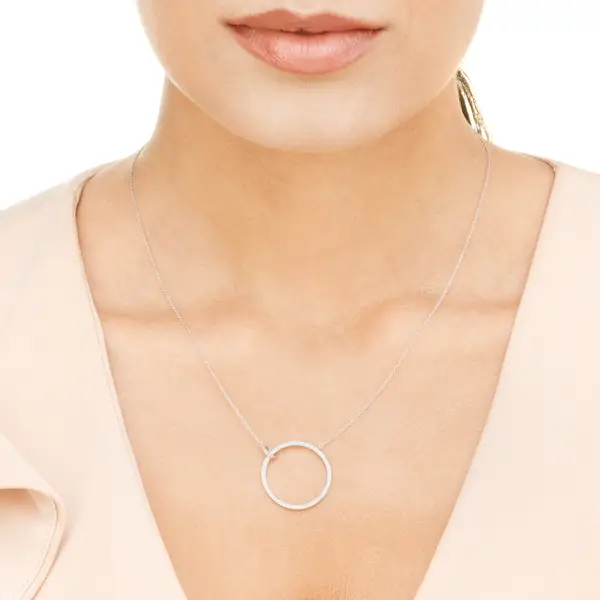 Leaf Jewelry Halskette Circle Groß Mit Diamanten, 18 K Weißgold