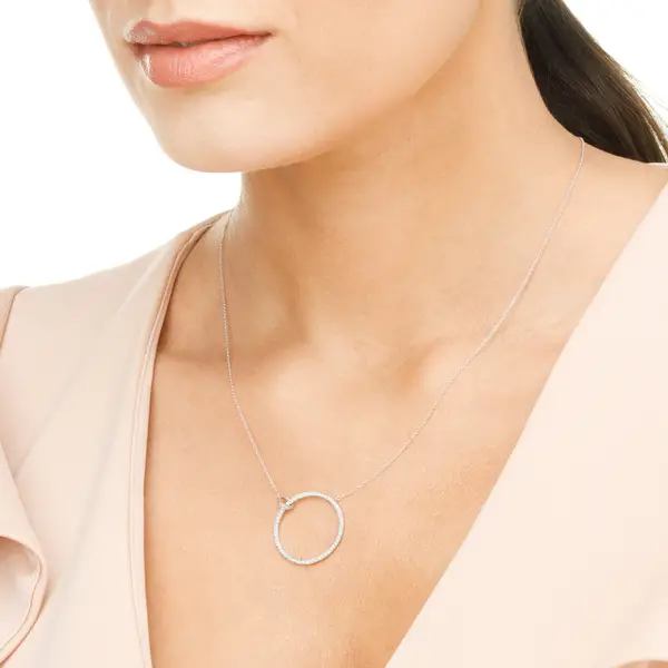 Leaf Jewelry Halskette Circle Groß Mit Diamanten, 18 K Weißgold