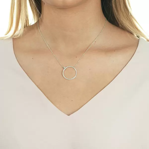 Leaf Jewelry Halskette Circle Groß Mit Diamanten, 18 K Weißgold