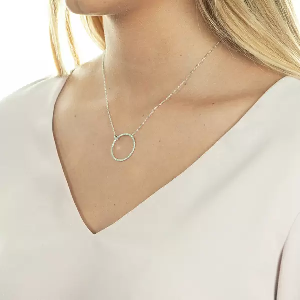 Leaf Jewelry Halskette Circle Groß Mit Diamanten, 18 K Weißgold