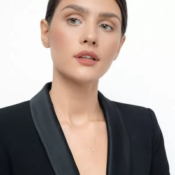 Leaf Jewelry Halskette Circle Mit Diamanten, 18 K Gelbgold