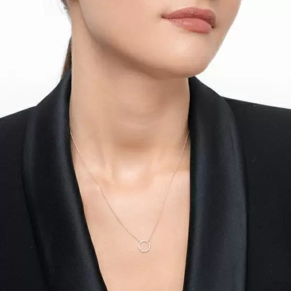 Leaf Jewelry Halskette Circle Mit Diamanten, 18 K Roségold