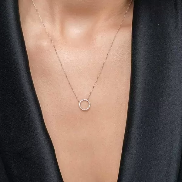Leaf Jewelry Halskette Circle Mit Diamanten, 18 K Roségold