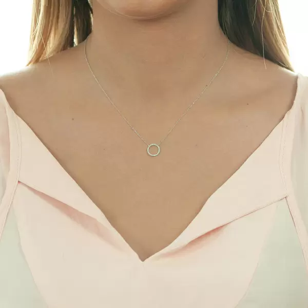 Leaf Jewelry Halskette Circle Mit Diamanten, 18 K Weissgold