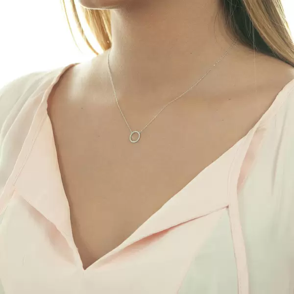 Leaf Jewelry Halskette Circle Mit Diamanten, 18 K Weissgold