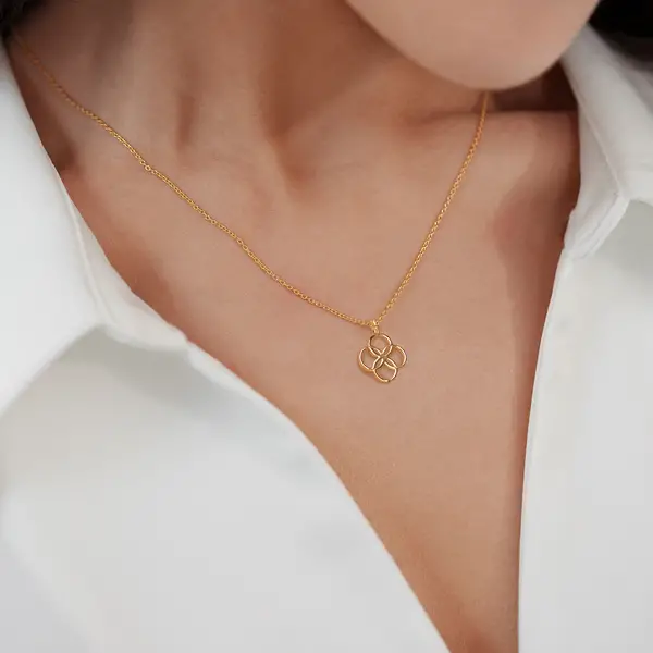 Leaf Jewelry Halskette Clover Charm, 18 K Gelbgold Vergoldet