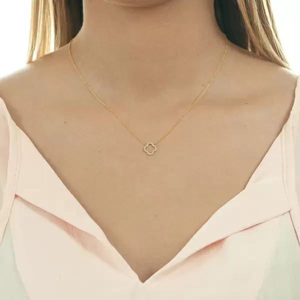 Leaf Jewelry Halskette Clover Mit Diamanten, 18 K Gelbgold