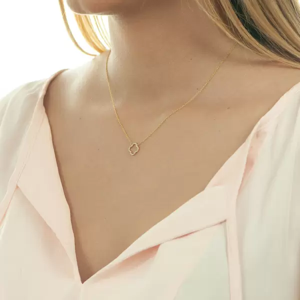 Leaf Jewelry Halskette Clover Mit Diamanten, 18 K Gelbgold