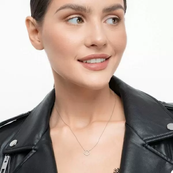 Leaf Jewelry Halskette Clover Mit Diamanten, 18 K Weissgold