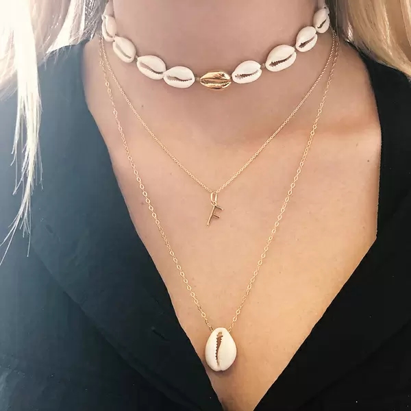 Leaf Jewelry Halskette Cowrie Shell, 55 Cm, 18 K Rosegold Vergoldet