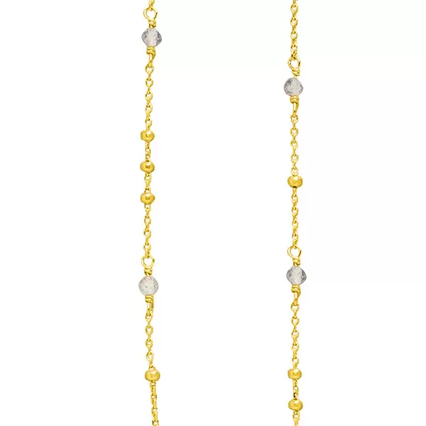 Leaf Jewelry Halskette Flying Gems, Labradorit, 90cm, 18 K Gelbgold Vergoldet