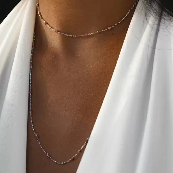 Leaf Jewelry Halskette Flying Gems, Rhodonit, 925 Sterlingsilber