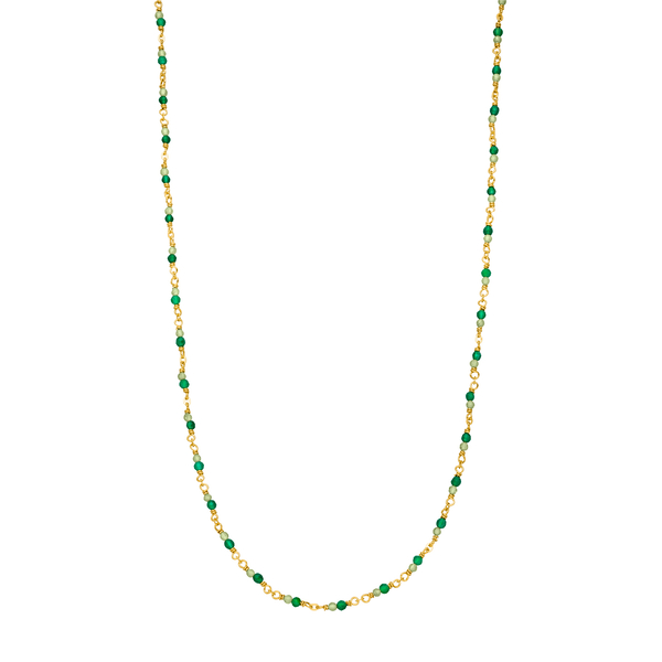 Leaf Jewelry Halskette Grüner Achat, 18 K Gelbgold Vergoldet