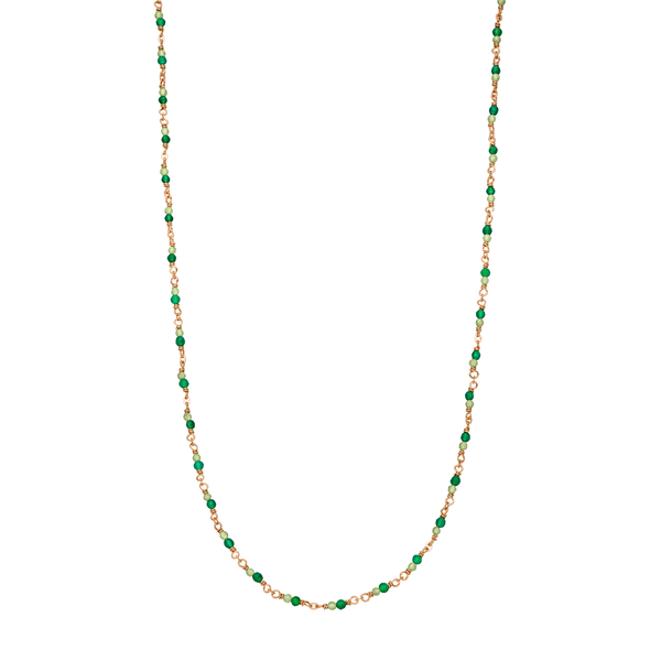 Leaf Jewelry Halskette Grüner Achat, 18 K Rosegold Vergoldet
