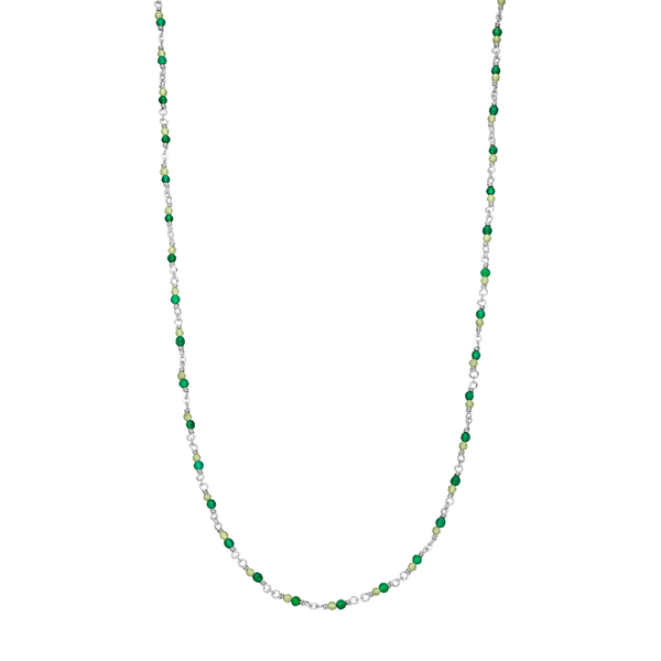 Leaf Jewelry Halskette Grüner Achat, 925 Sterlingsilber