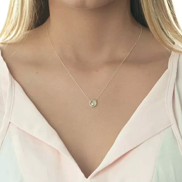 Leaf Jewelry Halskette Grüner Amethyst, 14 K Gelbgold