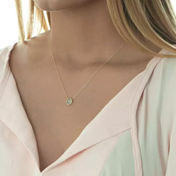 Leaf Jewelry Halskette Grüner Amethyst, 14 K Gelbgold