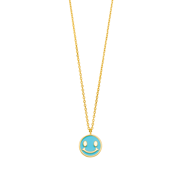 Leaf Jewelry Halskette "Happy" EMOJI, 18 K Gelbgold Vergoldet