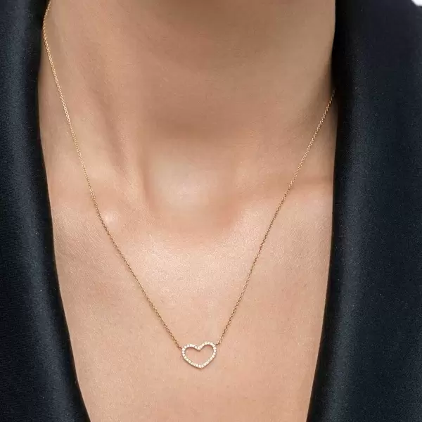 Leaf Jewelry Halskette Heart Mit Diamanten, 18 K Gelbgold