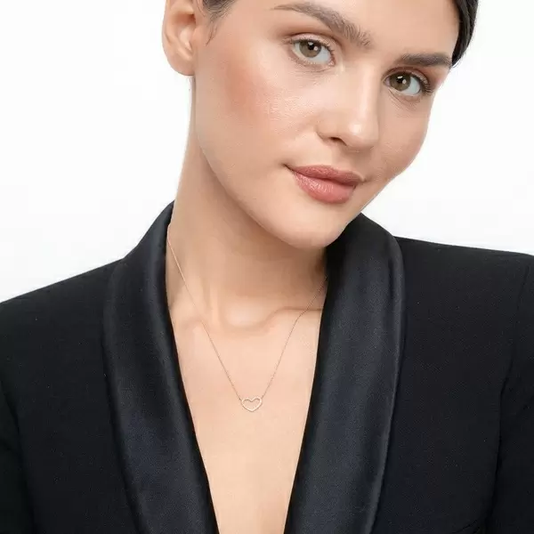 Leaf Jewelry Halskette Heart Mit Diamanten, 18 K Roségold