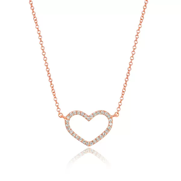 Leaf Jewelry Halskette Heart mit Diamanten, 18 K Roségold