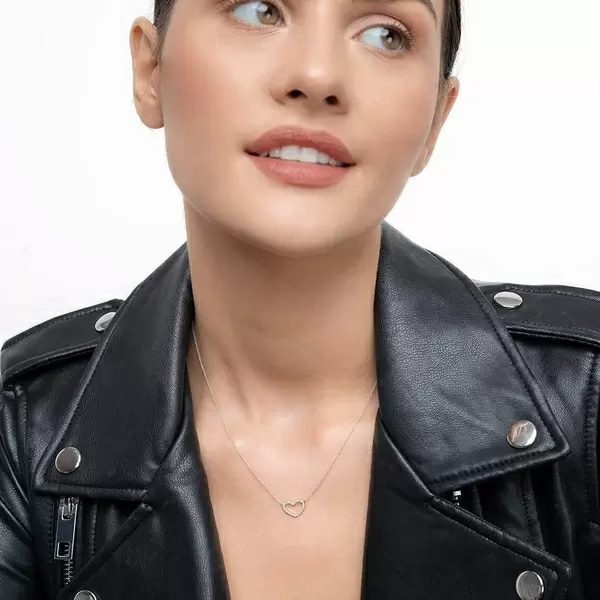 Leaf Jewelry Halskette Heart Mit Diamanten, 18 K Weissgold