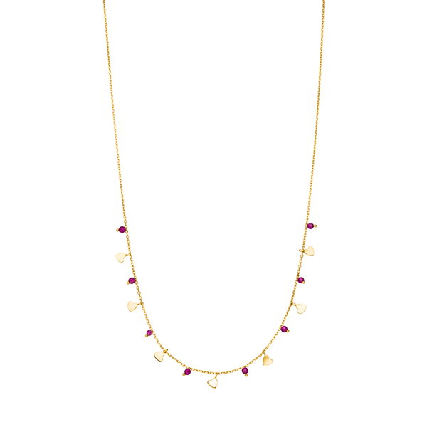 Leaf Jewelry Halskette Hearts Rubin, 18 K Gelbgold Vergoldet