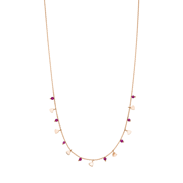 Leaf Jewelry Halskette Hearts Rubin, 18 K Rosegold Vergoldet