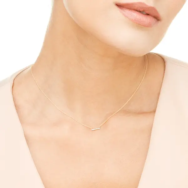 Leaf Jewelry Halskette Horizontal Bar, Diamant, 14 K Gelbgold