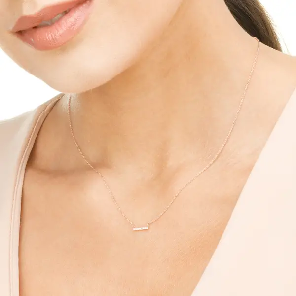 Leaf Jewelry Halskette Horizontal Bar, Diamant, 14 K Rosegold