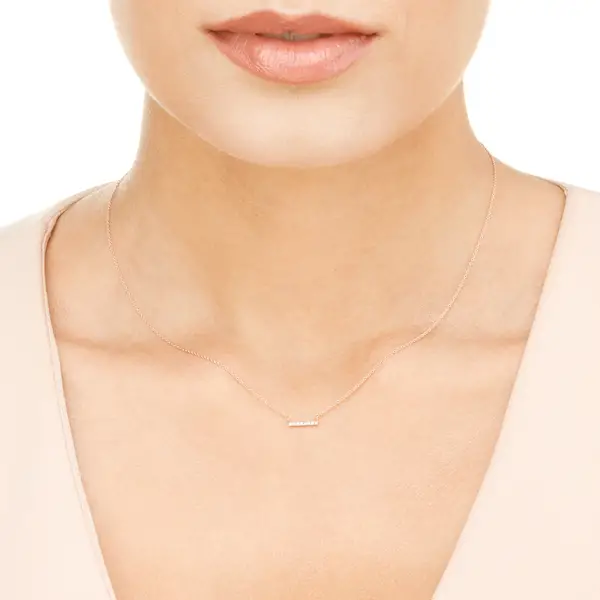 Leaf Jewelry Halskette Horizontal Bar, Diamant, 14 K Rosegold