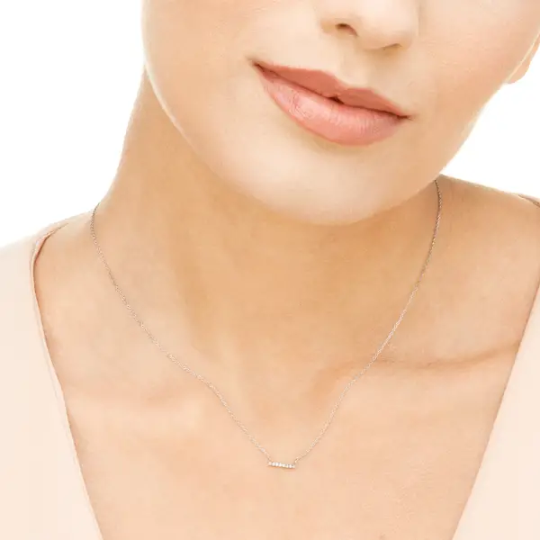 Leaf Jewelry Halskette Horizontal Bar, Diamant, 14 K Weißgold