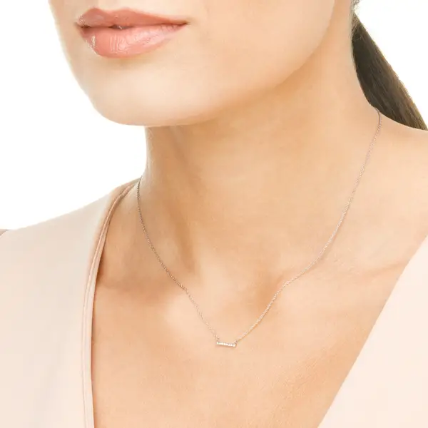 Leaf Jewelry Halskette Horizontal Bar, Diamant, 14 K Weißgold