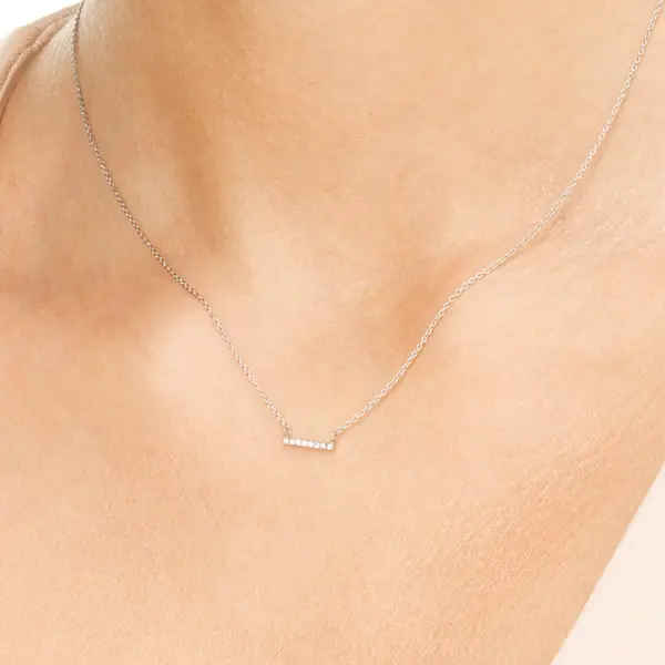 Leaf Jewelry Halskette Horizontal Bar, Diamant, 14 K Weißgold