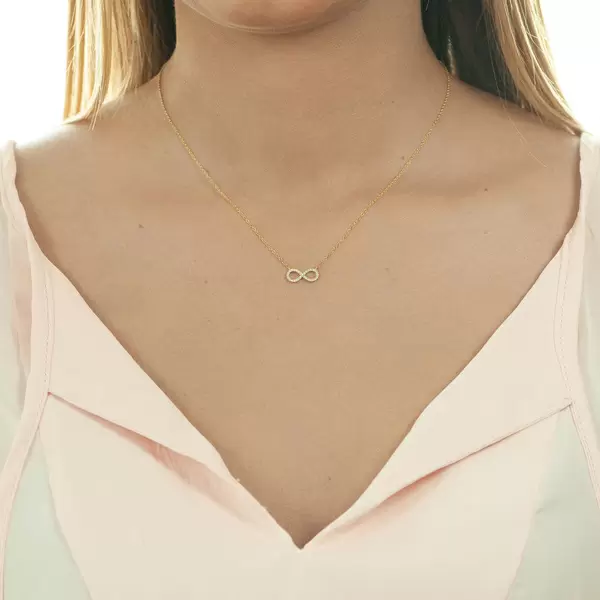 Leaf Jewelry Halskette Infinity Mit Diamanten, 18 K Gelbgold