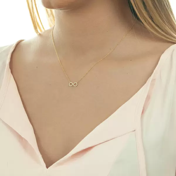 Leaf Jewelry Halskette Infinity Mit Diamanten, 18 K Gelbgold