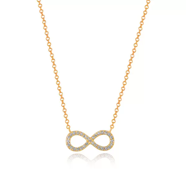 Leaf Jewelry Halskette Infinity mit Diamanten, 18 K Gelbgold