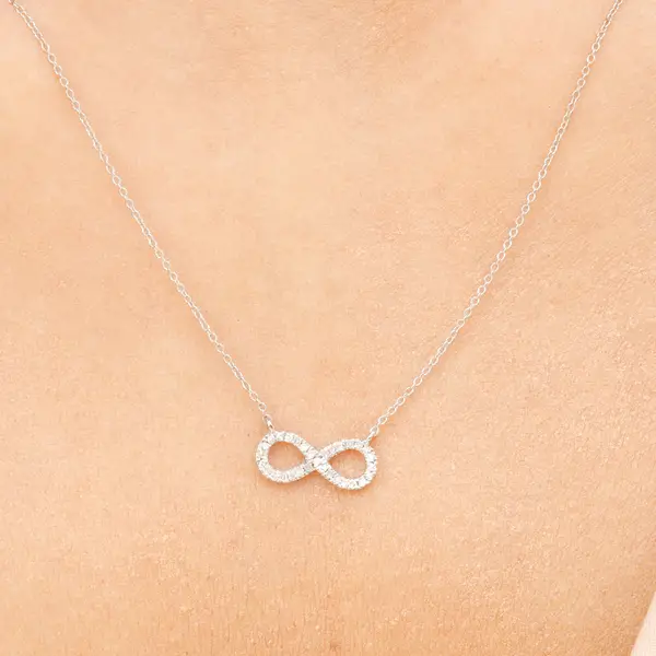 Leaf Jewelry Halskette Infinity Mit Diamanten, 18 K Weissgold