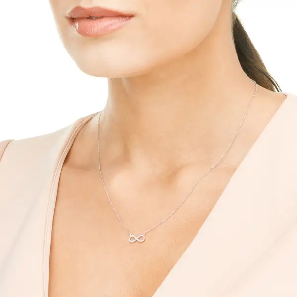 Leaf Jewelry Halskette Infinity Mit Diamanten, 18 K Weissgold