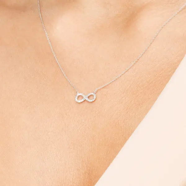 Leaf Jewelry Halskette Infinity Mit Diamanten, 18 K Weissgold