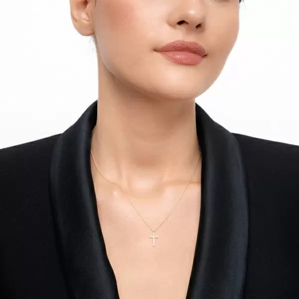 Leaf Jewelry Halskette Kreuz Mit Diamanten, 18 K Gelbgold