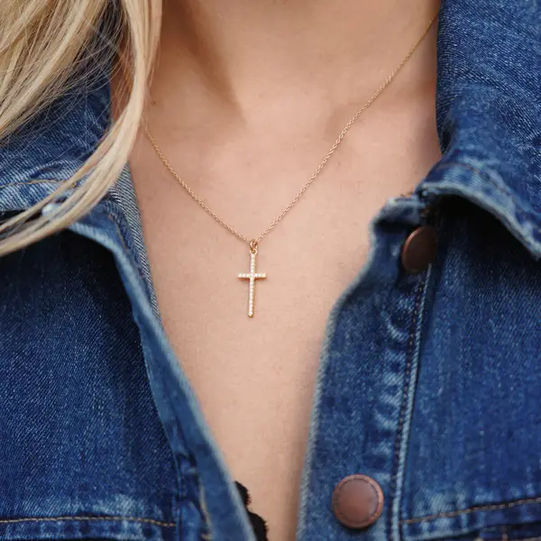 Leaf Jewelry Halskette Kreuz Mit Zirkonia, 18 K Rosegold Vergoldet