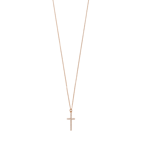 Leaf Jewelry Halskette Kreuz Mit Zirkonia, 18 K Rosegold Vergoldet