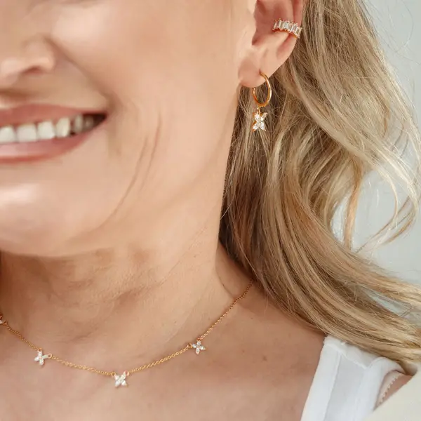 Leaf Jewelry Halskette Leaf Flower Charms, 18 K Gelbgold Vergoldet