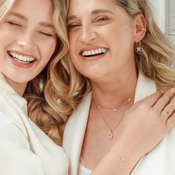 Leaf Jewelry Halskette Leaf Flower Charms, 18 K Rosegold Vergoldet