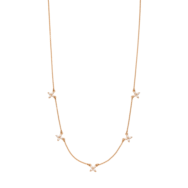 Leaf Jewelry Halskette Leaf Flower Charms, 18 K Rosegold vergoldet