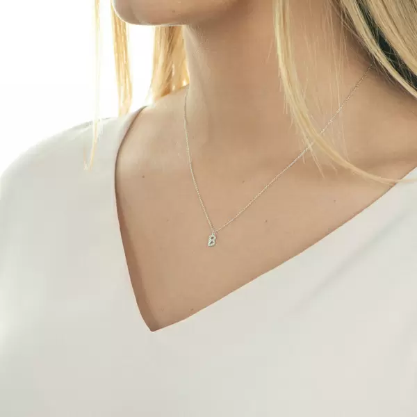 Leaf Jewelry Halskette Letter "B", 14 K Weißgold Mit Diamanten
